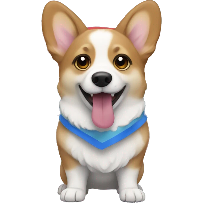 Blue Corgi with a pride flag emoji