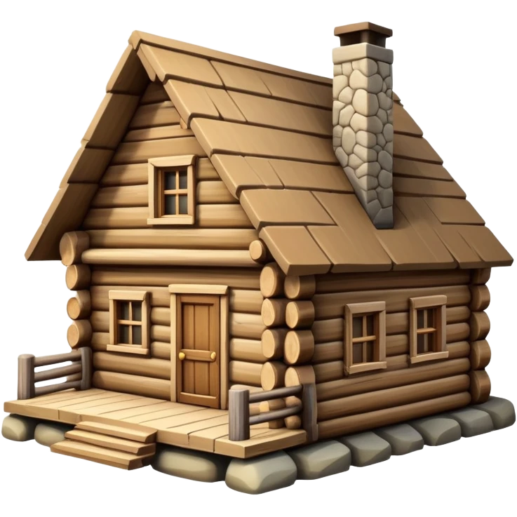simple log house angled view emoji