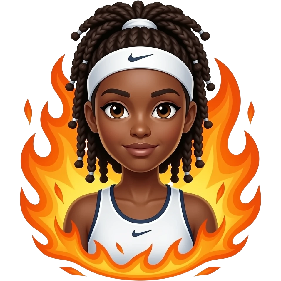 Black female with locs tennis player on fire emoji