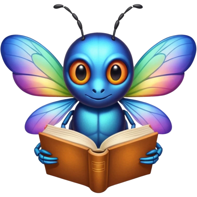 Bug reading book emoji