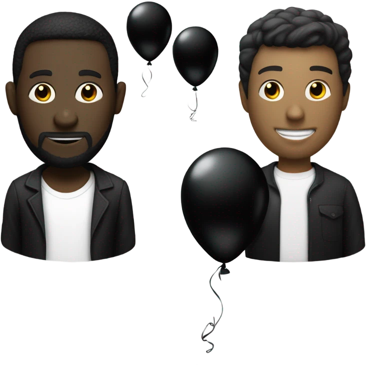 black balloon with white guy and black clothing and nf wrote on shirt emoji