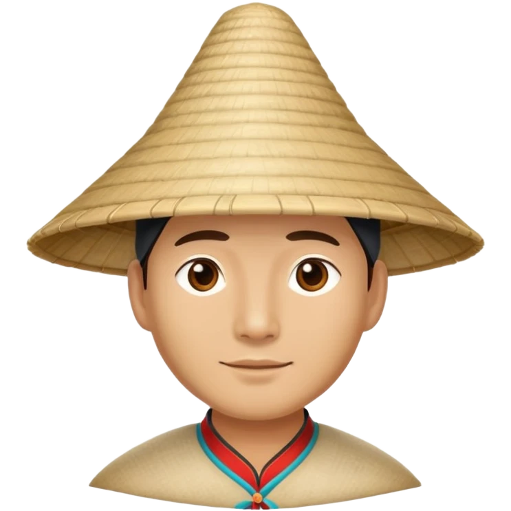 man with Chinese cap, traditional Asian conical hat emoji