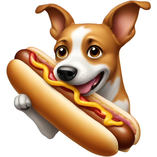 Flying dog eating hot dog  emoji