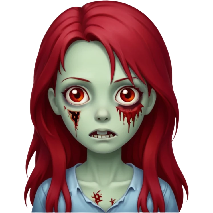 menina zumbi de cabelo vermelho escuro e longo emoji