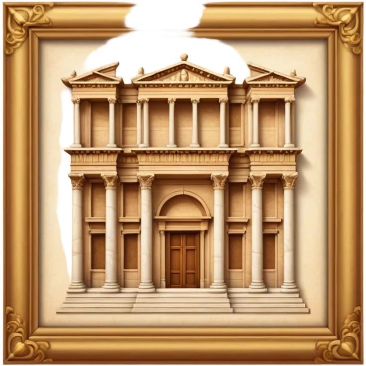 Cinematic Realistic Library of Celsus Landmark Emoji, depicted with an ornate ancient facade rendered with lifelike textures and warm, historical lighting. emoji