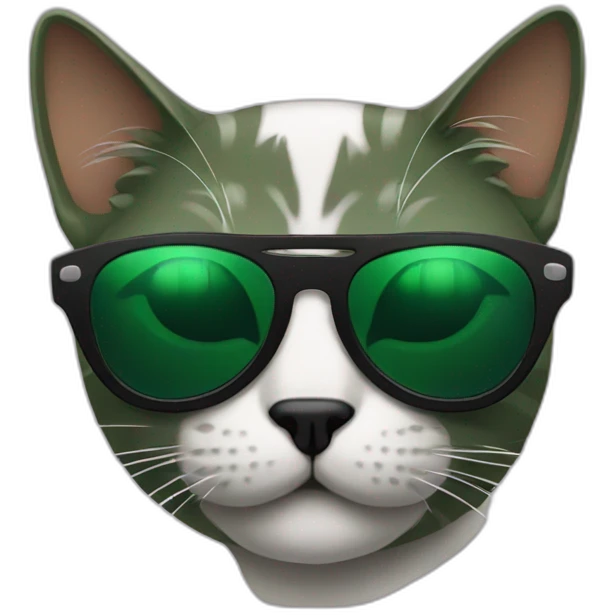 Cat with sunglasses dark and green emoji