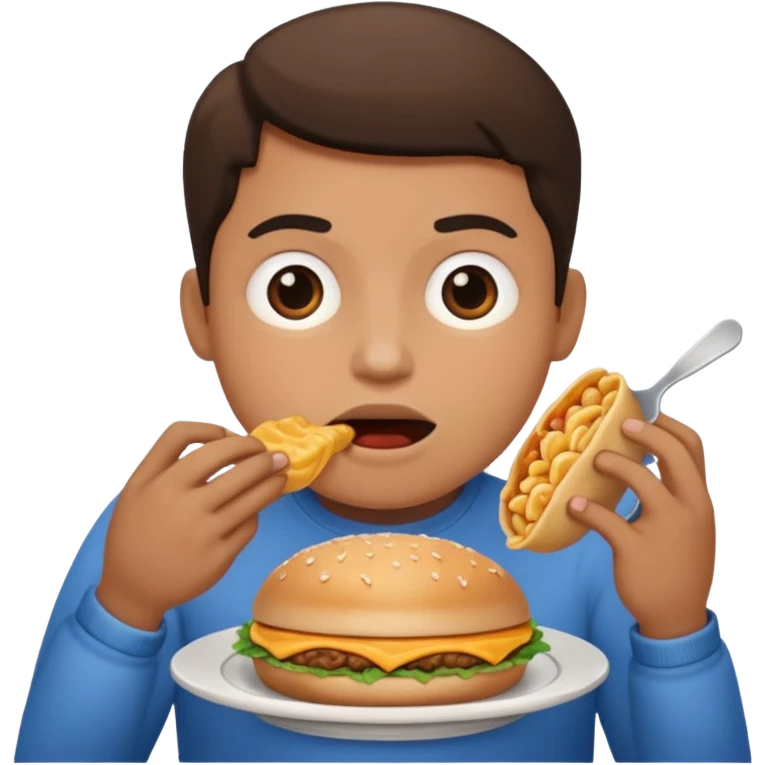 Big fat person eating lots of food emoji
