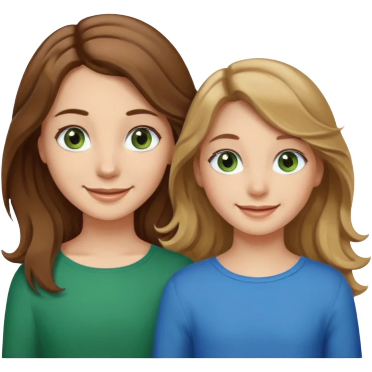 make me and my best friend togheter i have shoulder-lenght brown hair and light brown eyes and she has long wavy hair blonde/brown hair and green/blue eyes emoji