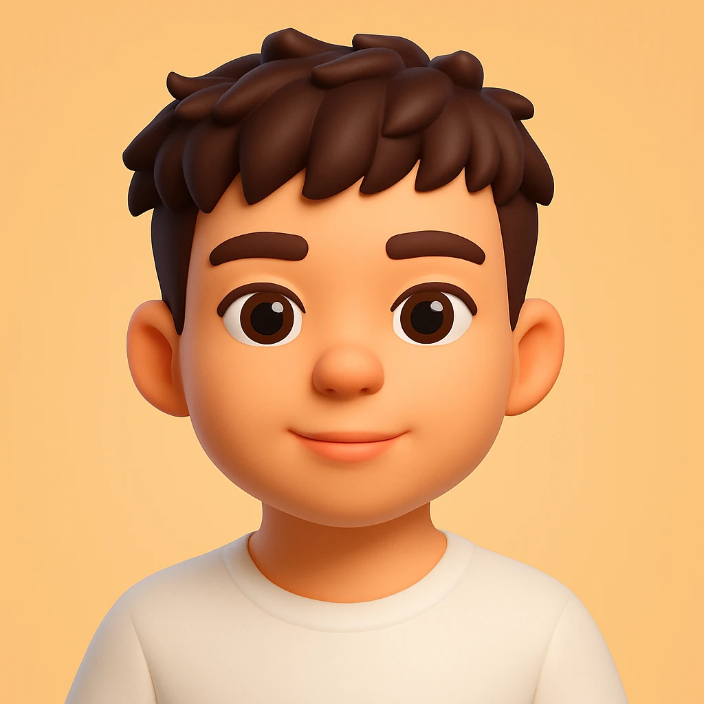Transform this portrait into a 3D emoji style. Create a 3D emoji style portrait with smooth shading, vibrant colors, and a friendly expression, resembling Microsoft style 3D fluent emojis. emoji