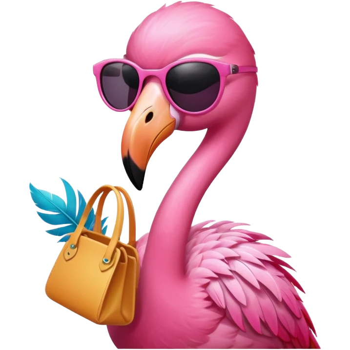 flamingo with sunglasses and slay bag emoji