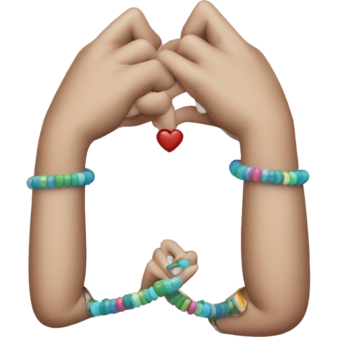 Heart hand wearing beaded bracelets emoji