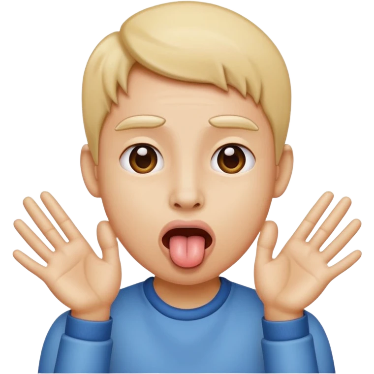 Tounge out with hands to the side emoji