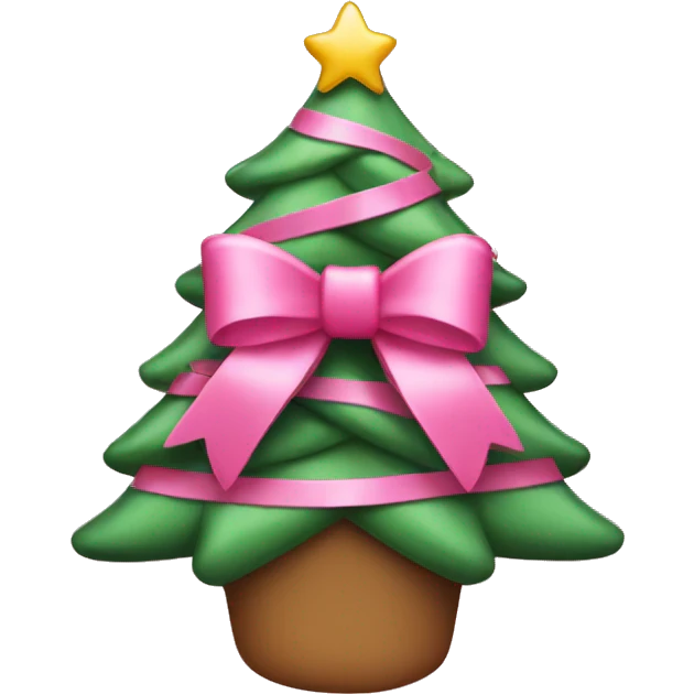 Pink bow Christmas tree emoji