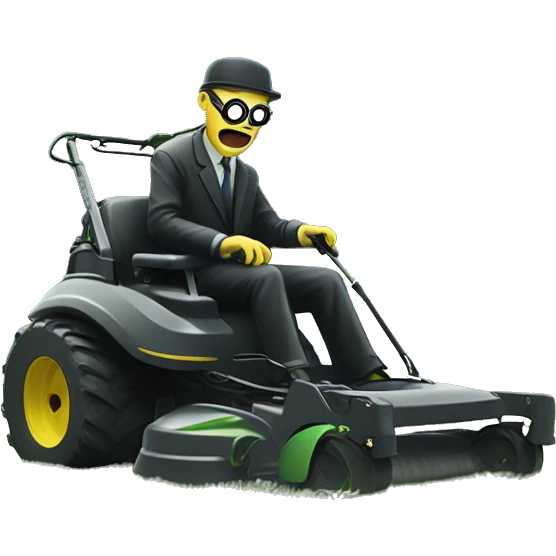 A disproportionate, eldritch, lovecraftian, demonic, being mowing the lawn emoji
