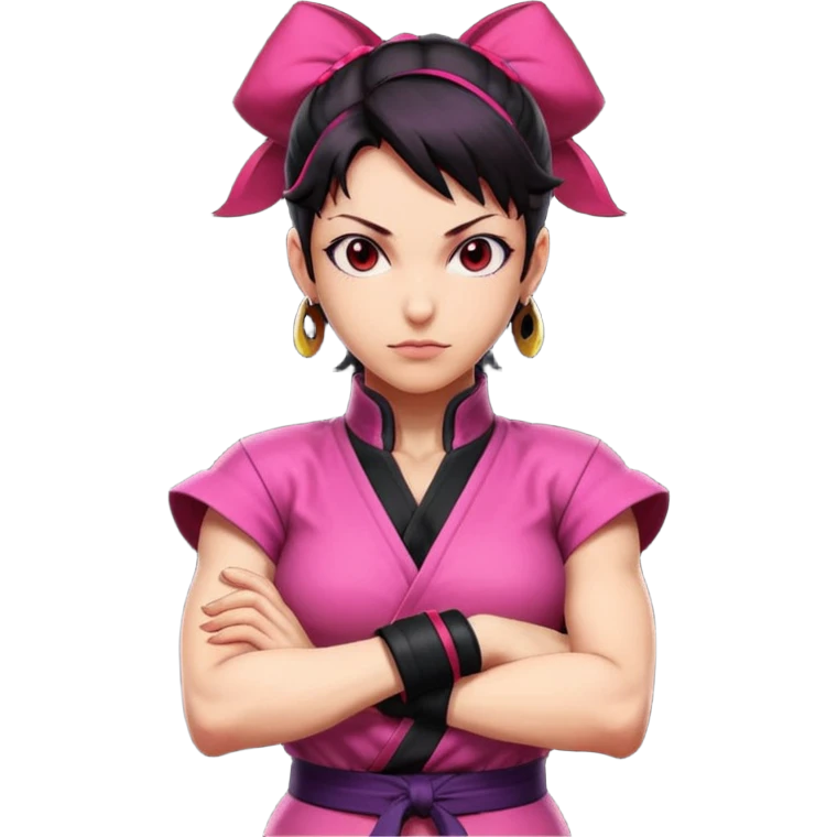 Juri from Street Fighter 6, standing with arms crossed, confident, detailed outfit emoji