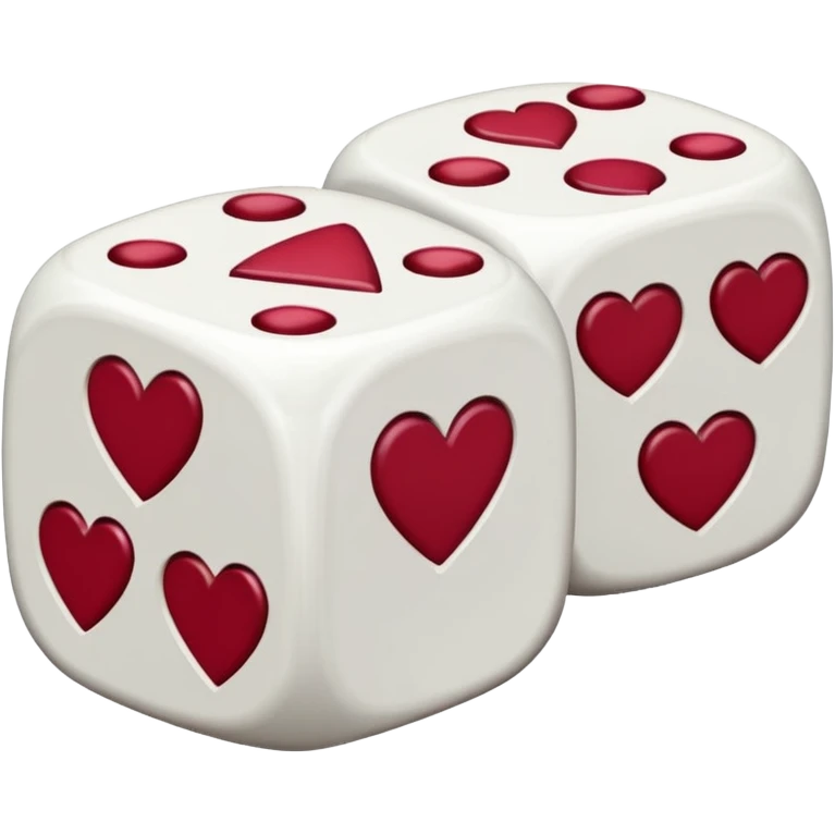 two dices in with burgundy red heart details emoji