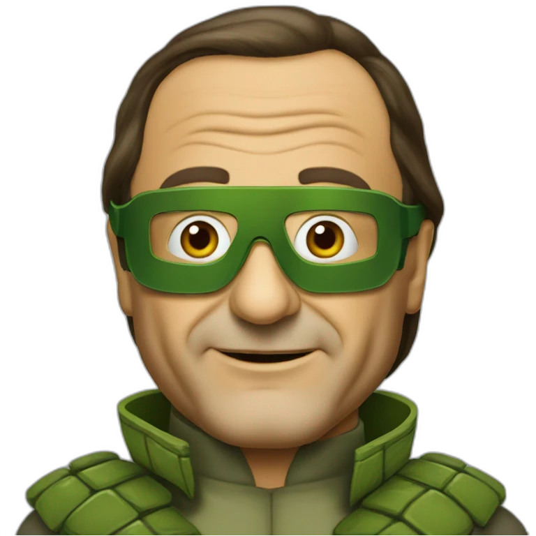 François Hollande wearing ninja turtle disguise emoji