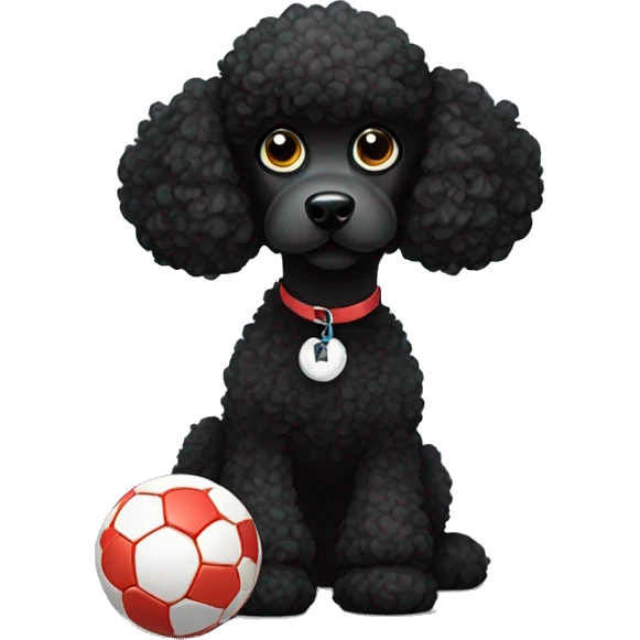 Black poodle wanting to play ball emoji