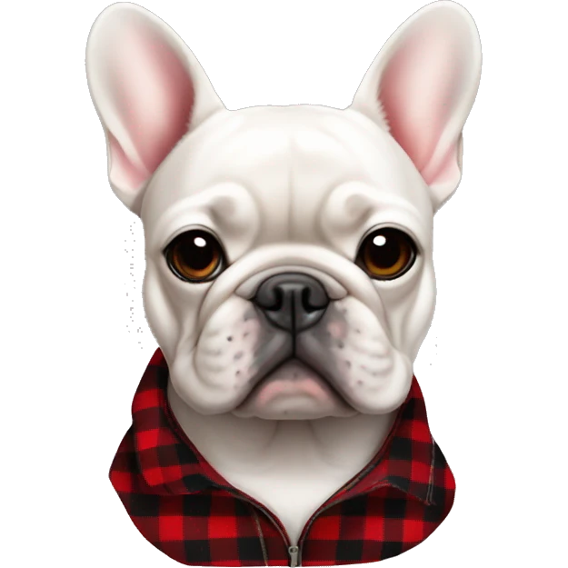 French bulldog wearing a black and red checkered flannel emoji