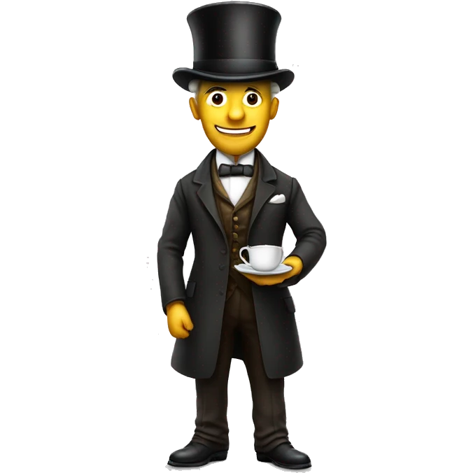 Photorealistic man A British gentleman in a monocle and a top hat with a cup of tea in his hand emoji