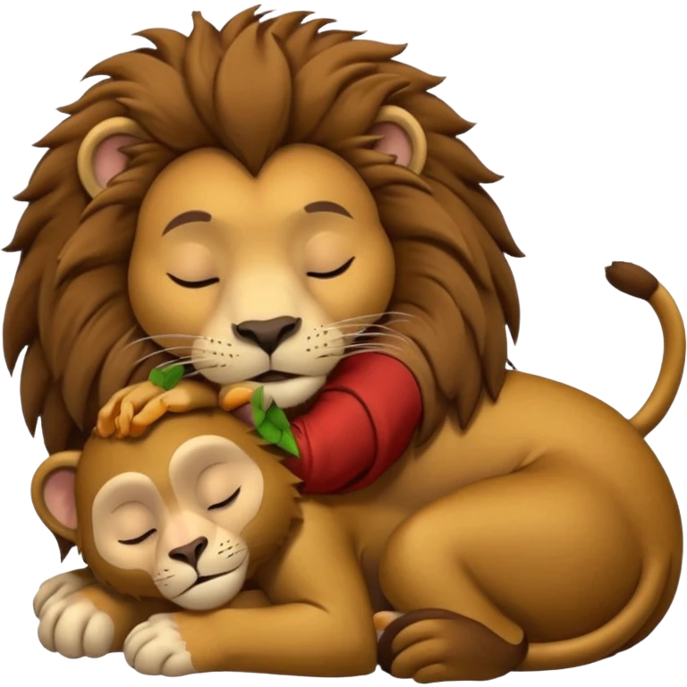 lion and monkey sleeping together and fucking cuddling emoji