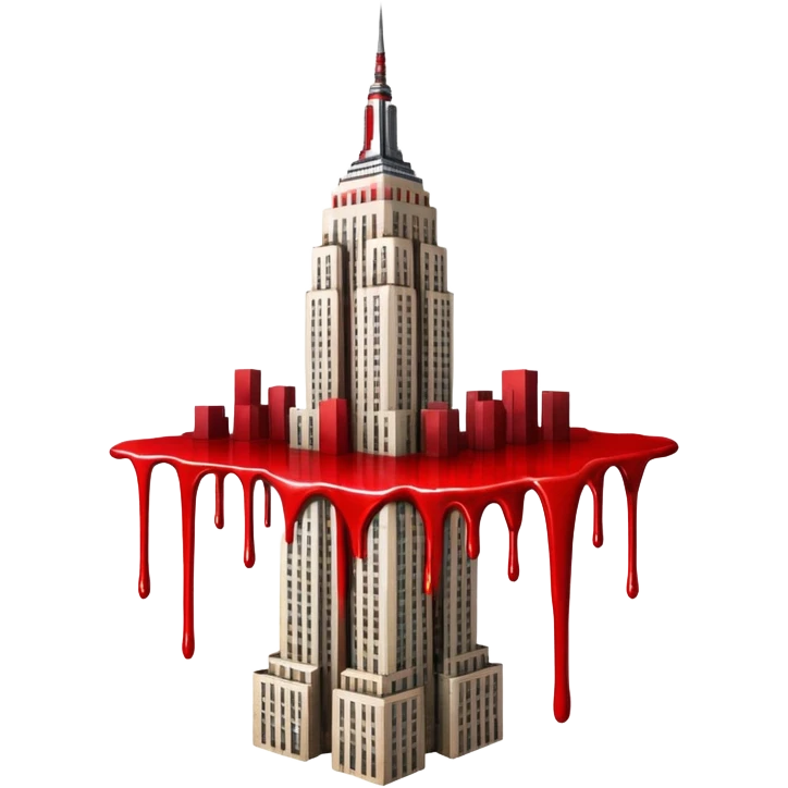 upside down Empire State Building in Angola, AB- blood dripping emoji