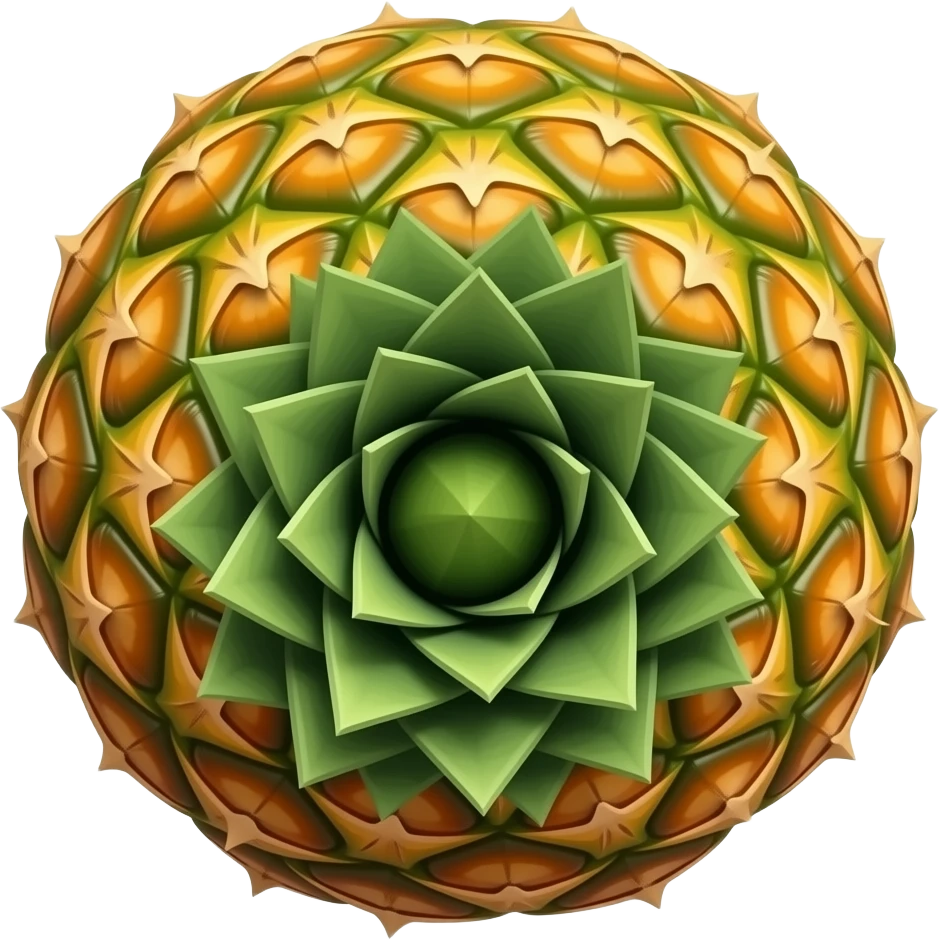 A full entire pineapple flipped 180 degrees clockwise around the x axis emoji