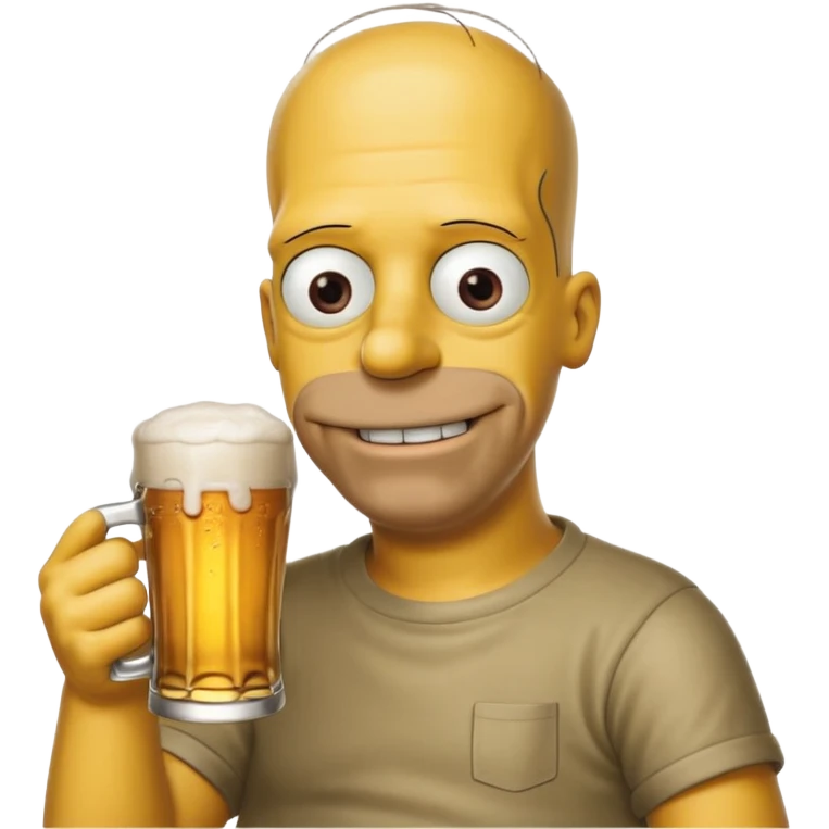 homer simpson no hair  smiling with a beer emoji