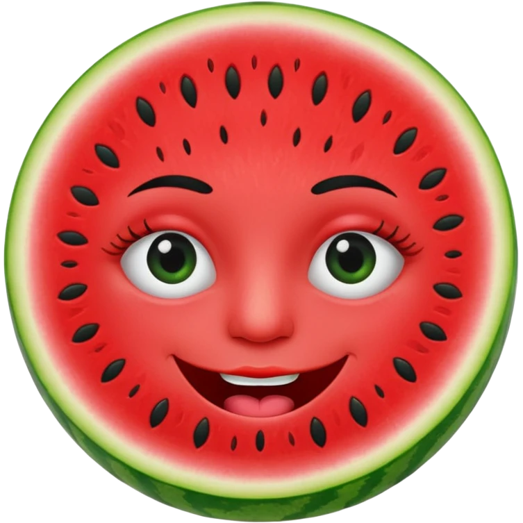 watermelon with eyelashes and lips emoji