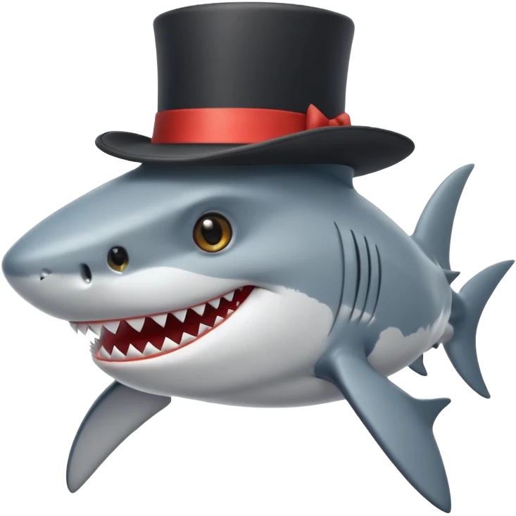 Shark with a top hat emoji