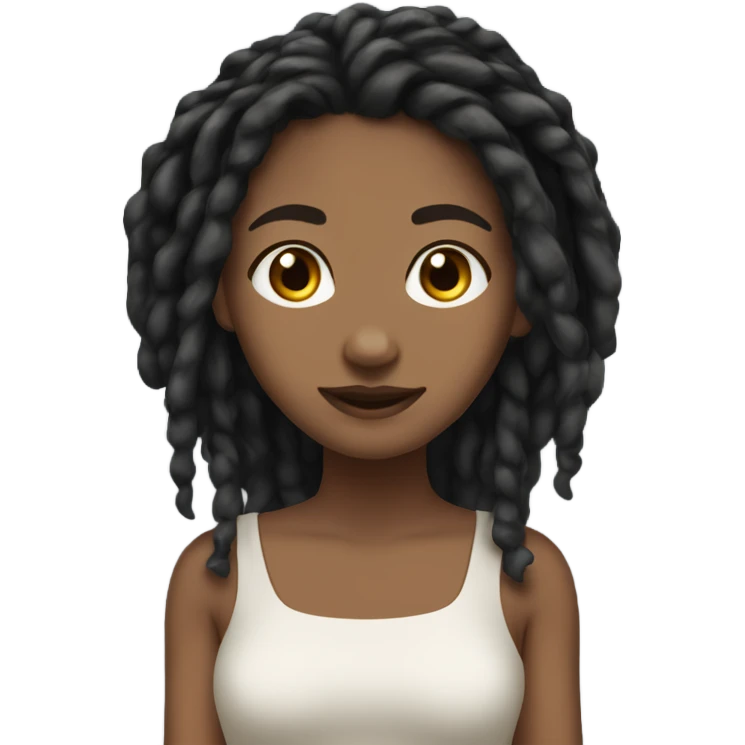 Tan girl with black locs dark white dress full body emoji