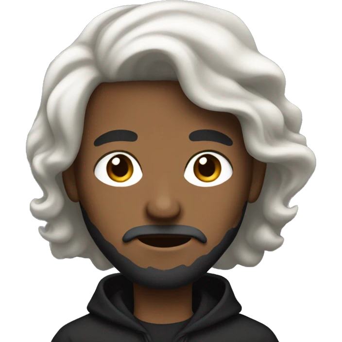 white-skinned bearded man with black hoodie and wavy hair over his face emoji