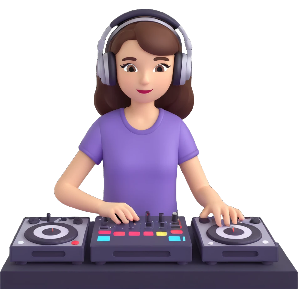 girl playing DJ set emoji