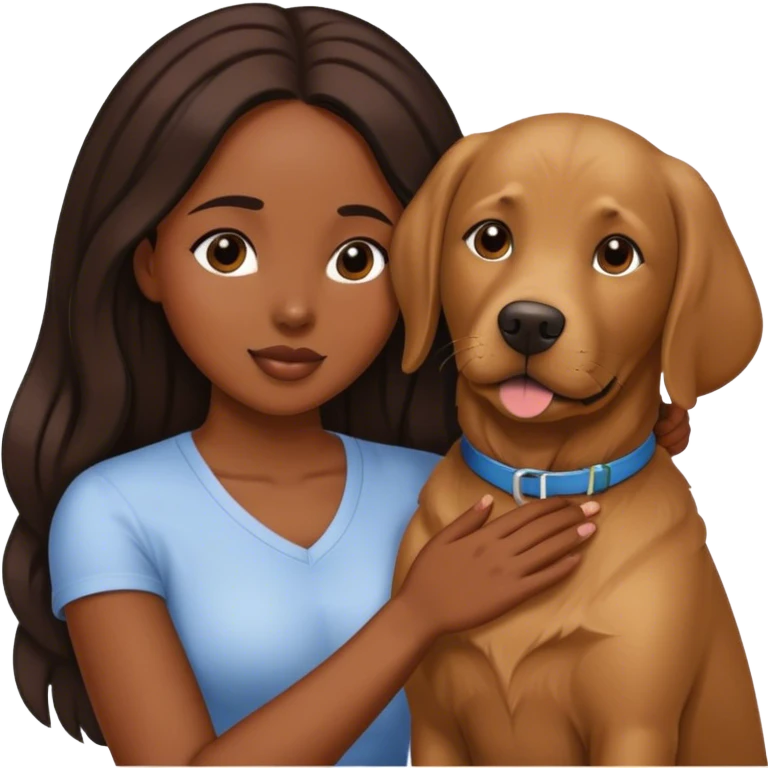 Black long hair women with a Labrador  emoji