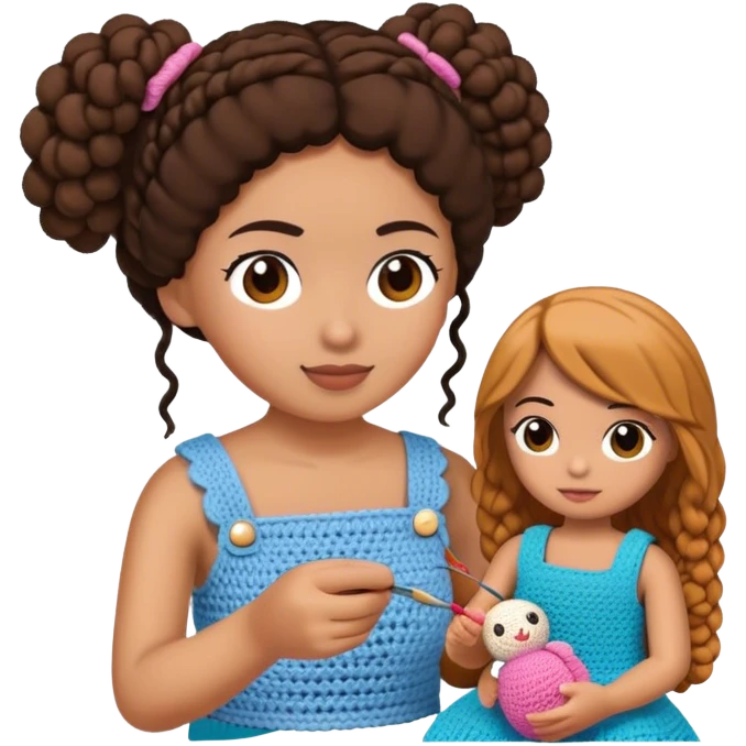 Girl crocheting a doll emoji