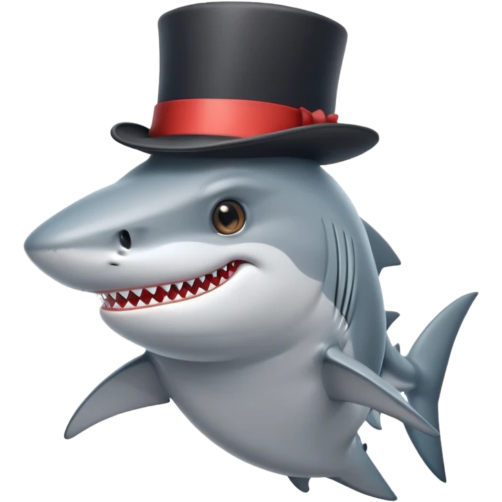 Shark with a top hat emoji