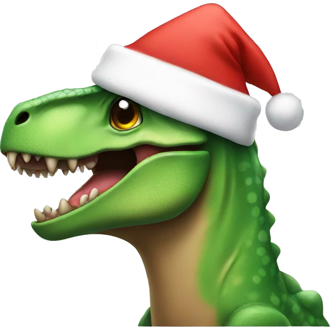 Dinosaur with Christmas hat emoji