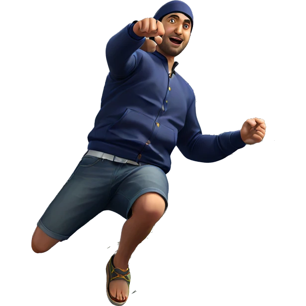 boy jumping under palm tree emoji