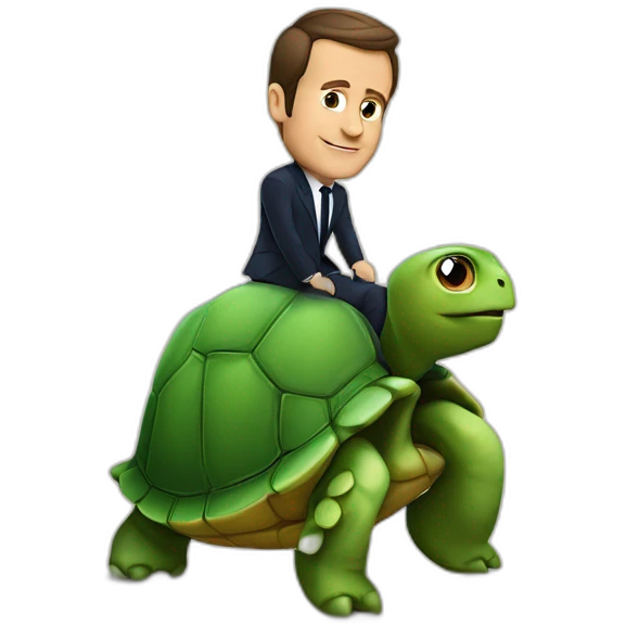 Macron sur tortue emoji