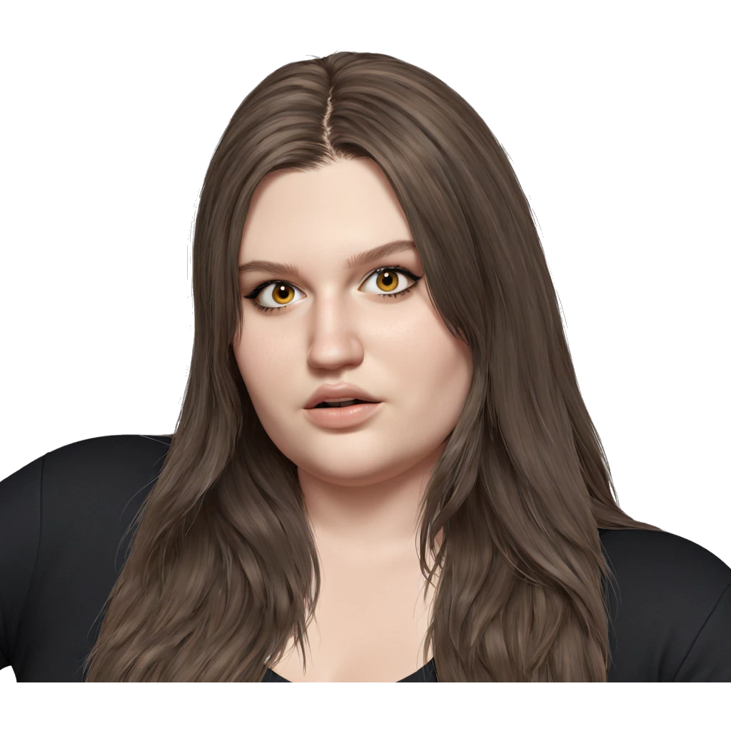 brown haired girl gazing softly emoji