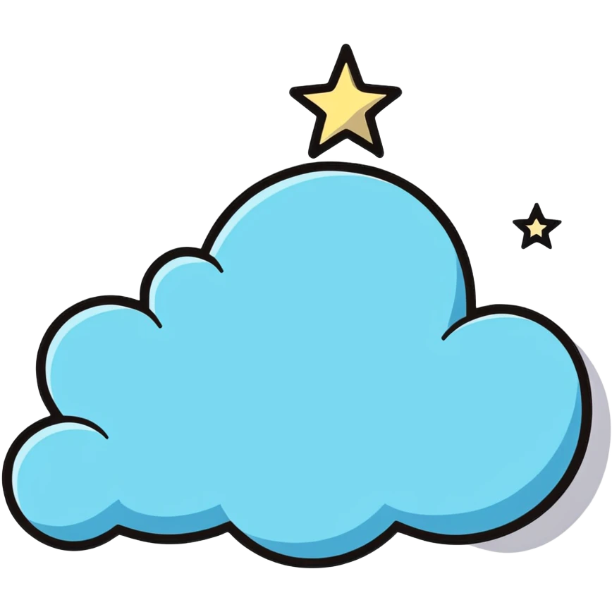 pastel blue cloud with twinkling stars emoji