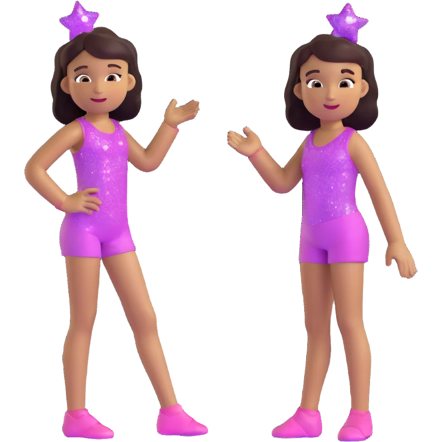 girl with a magical glow up transformation, before and after, sparkly effects emoji