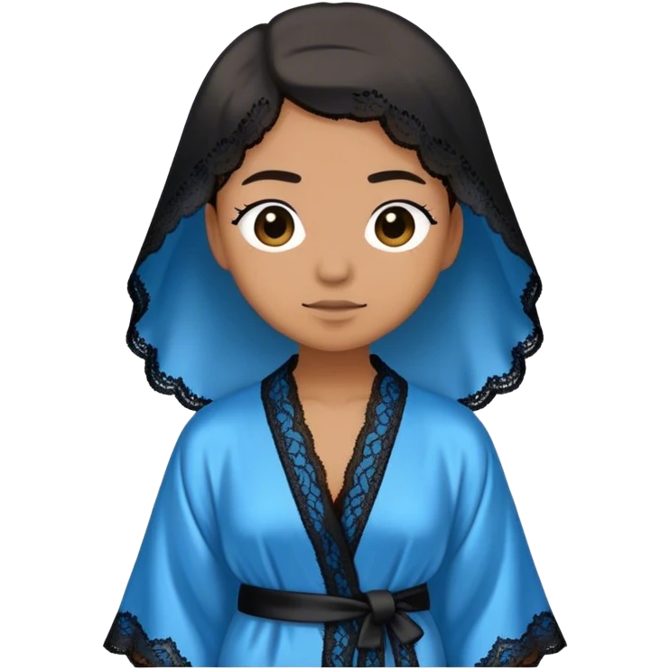 Blue silk black lace robe emoji