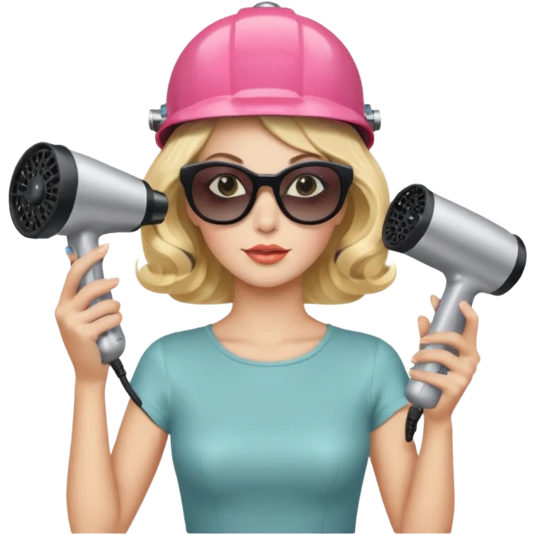 Emoji de mujer con casco secador, gafas de sol, rulos y leyendo revista, estilo vintage chic emoji