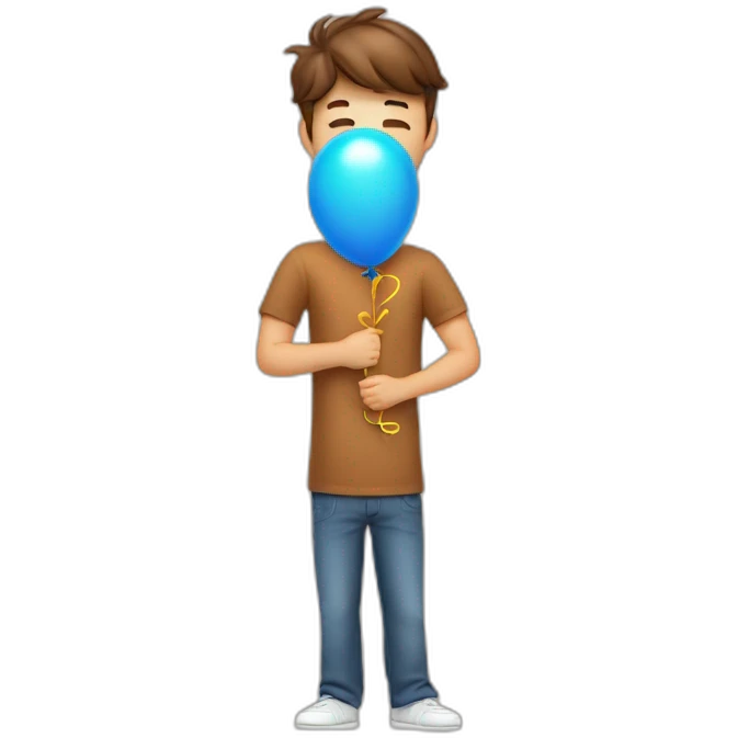 44 brown hair man congratulating wearing a big 19 shaped  balloon on hands emoji