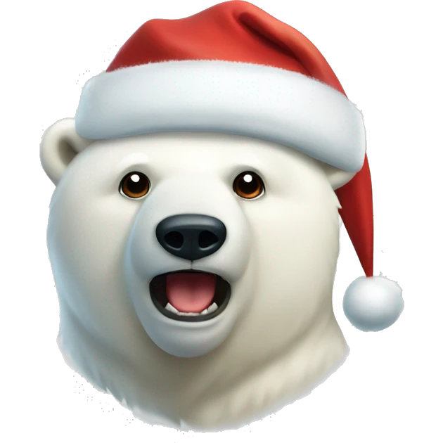 Polar bear with a santa hat emoji