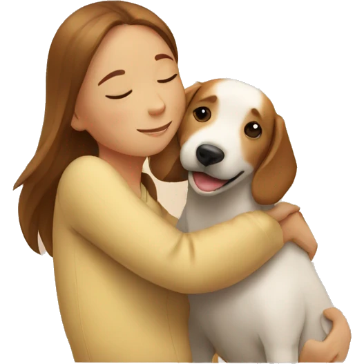 Dog hugging girl emoji