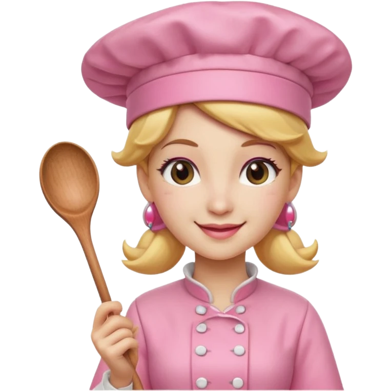 Pink chef hat princess peach with a hand and spoon emoji