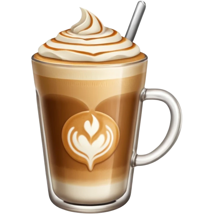 A glass of latte with latte art  emoji