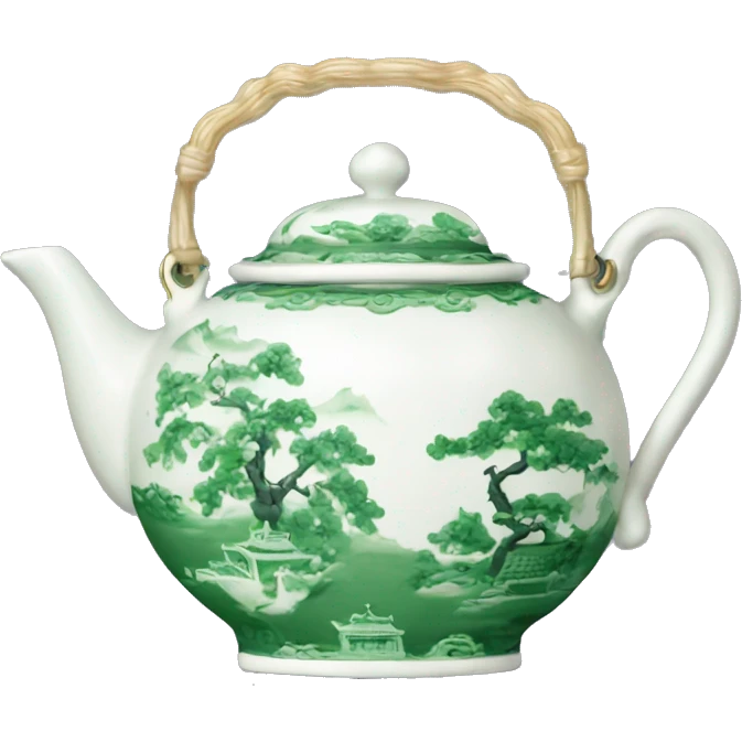 Green and white chinoiserie teapot emoji